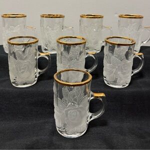 8 piece Soga Japan Crystal Gold Rimmed Glass Set (for Espresso or Tea)
